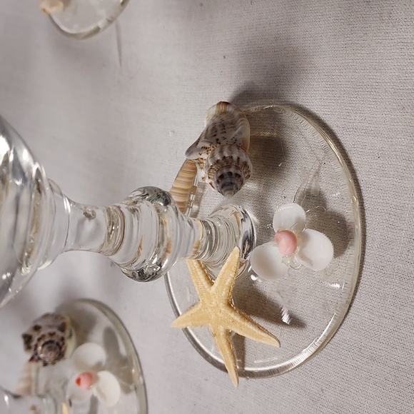 Handmade Shell Art Cognac Glasses Wine Glasses Set of 4 - Picture 4 of 8